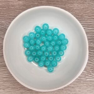 Teal Blue Glass Beads 8mm Round 40 Bead Count #67